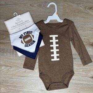 Carter's Brown Football Bodysuit with 2 Bibs